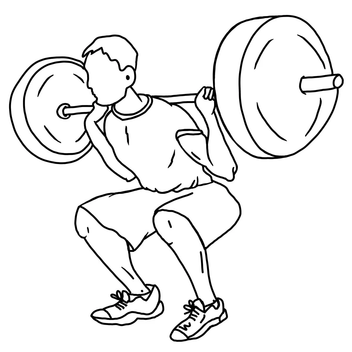 Homme effectuant un squat avec une barre de musculation
